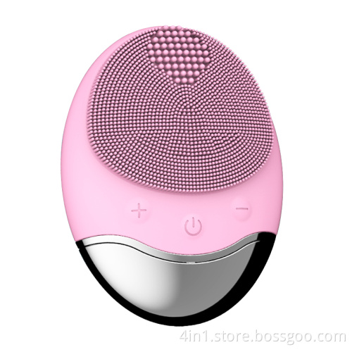 Cosmetic silicone rechargeable facial brush cleansing